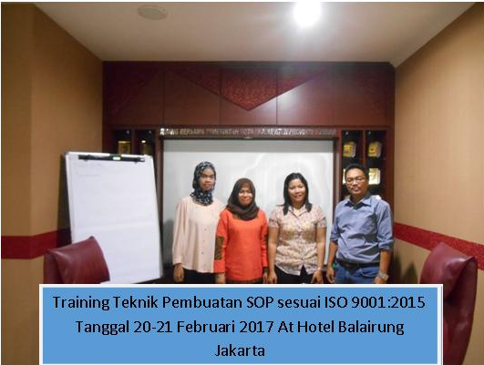 Training Teknik Pembuatan SOP sesuai ISO 9001: 2015:  (4-5 Mei 2026, Surabaya )(11-12 Mei 2026, Jakarta )(18-19 Mei 2026, Lombok )( 25-26 Mei 2026, Bandung)